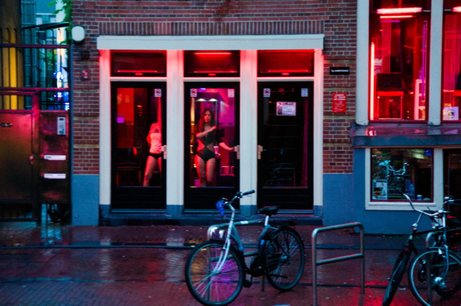 Prostitute in a brothel, street of brothels, Bremerhaven, Germany, Europe